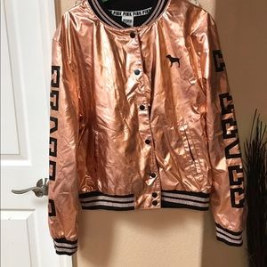 rose gold varsity jacket